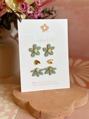 Stud Pack Trio | Sage + Gold