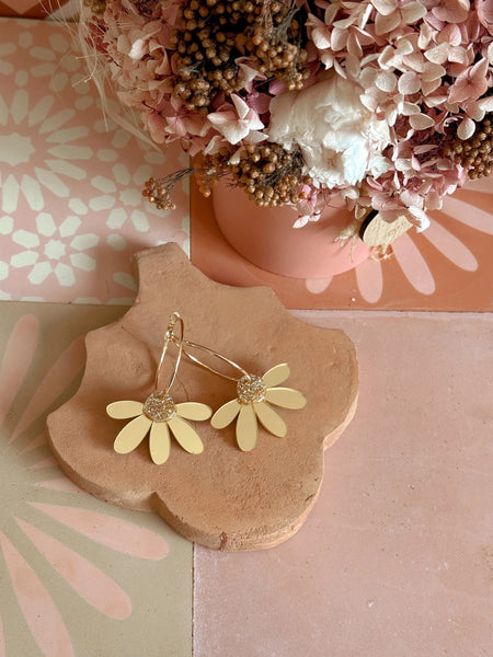 Jumbo Daisy Hoop Earrings - Gold + Gold Glitter