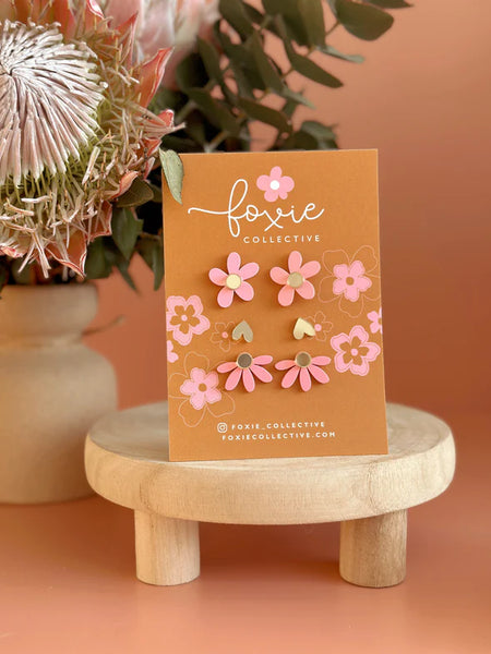 Stud Pack Trio - Candy Pink + Gold