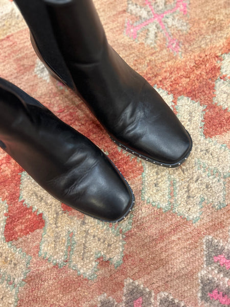 Solsana Black Leather Boots - Size 40