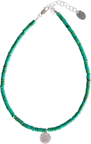 Om Necklace - Green Turquoise