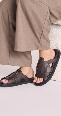 Alias Mae Pasquale Slide - Choc Leather - Size 40