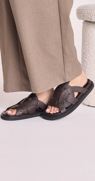 Alias Mae Pasquale Slide - Choc Leather - Size 40