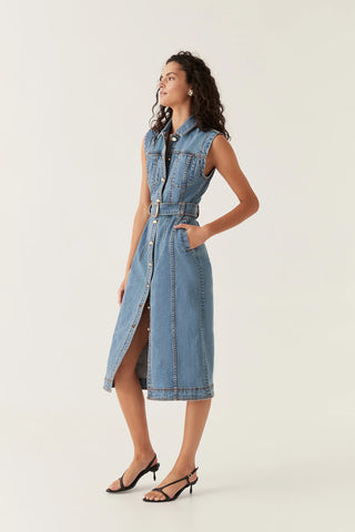 Aje Darcie Denim Midi Dress - Size 6