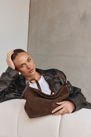 Vestersi Eden Dark Chocolate Suede Shoulder Bag