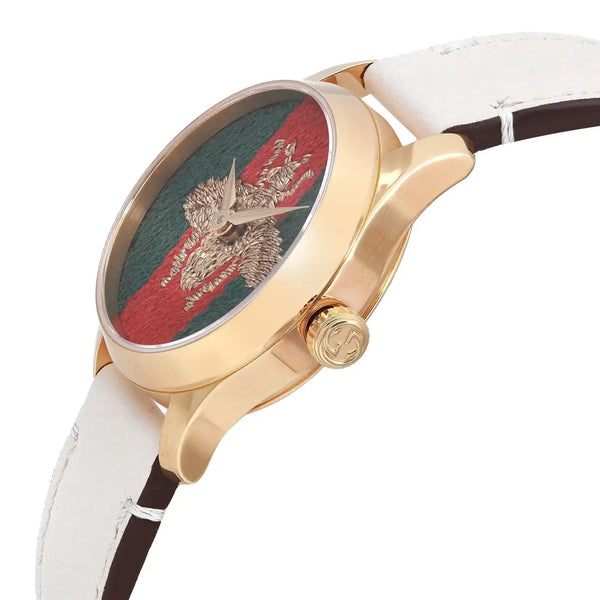 Gucci G-Timeless Green and Red Dial Gold Tone Quartz Ladies Watch