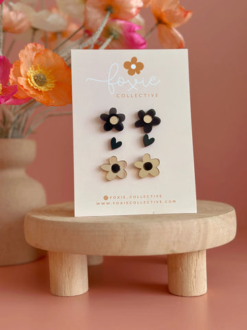 Stud Pack Trio - Black + Gold