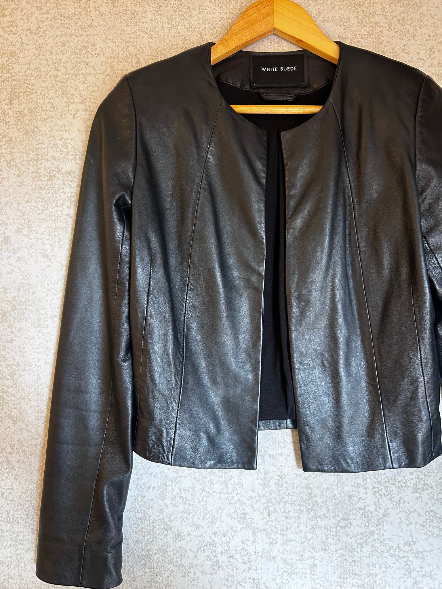 White Suede Leather Jacket - Size S