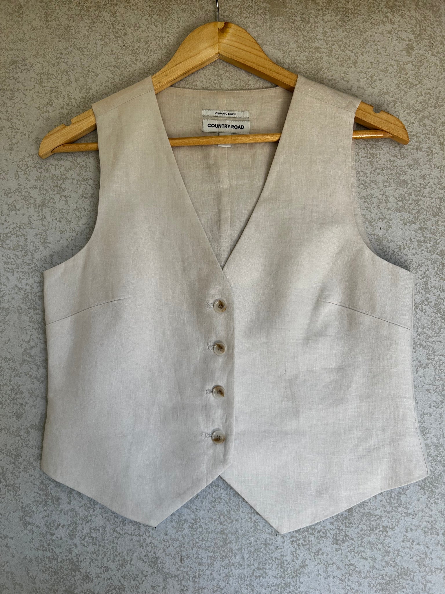 Country Road Organic Linen Vest - Size 8