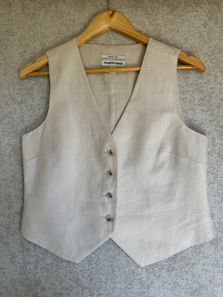 Country Road Organic Linen Vest - Size 8