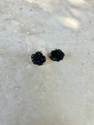 Rose Studs - Black