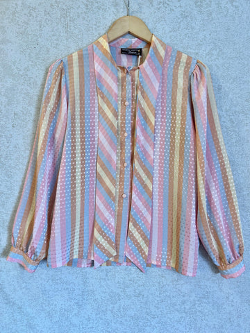 Vintage Candy Stripe Blouse - Size 12