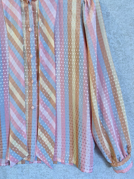 Vintage Candy Stripe Blouse - Size 12