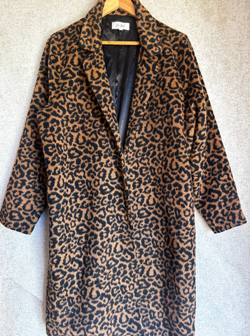 Zoe Moss Leopard Coat - Size 14