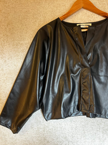 White Story PU Leather Top - Size 12 NEW
