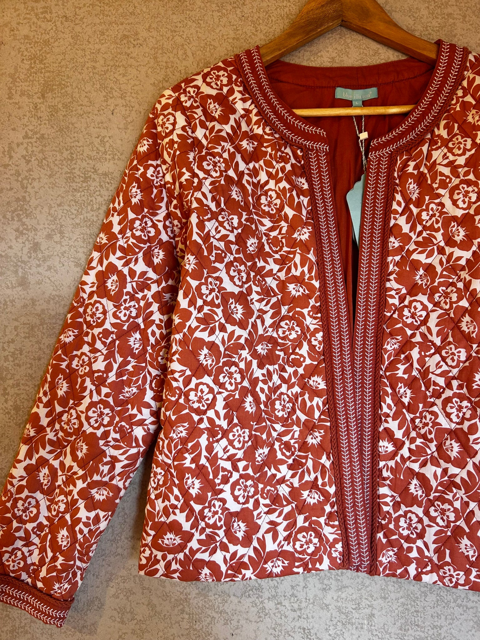 Blue Illusion Quilted Jacket - Size L New