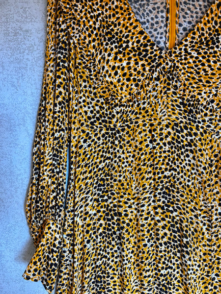 Ganni Leopard Print Crepe Midi Dress Size 38