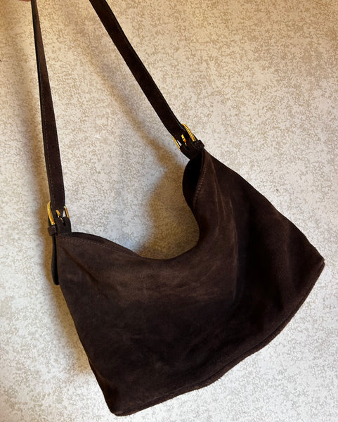 Vestersi Eden Dark Chocolate Suede Shoulder Bag