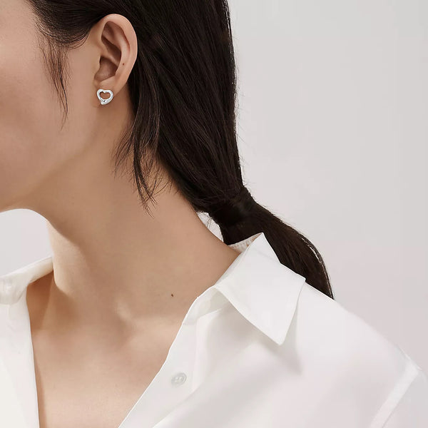 Tiffany Elsa Peretti Open Heart Stud Earrings