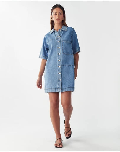 St Mrlo Denim Dress - Size 14