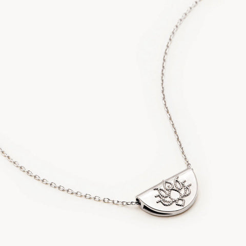 By Charlotte - 14K White Gold Mini Lotus Necklace